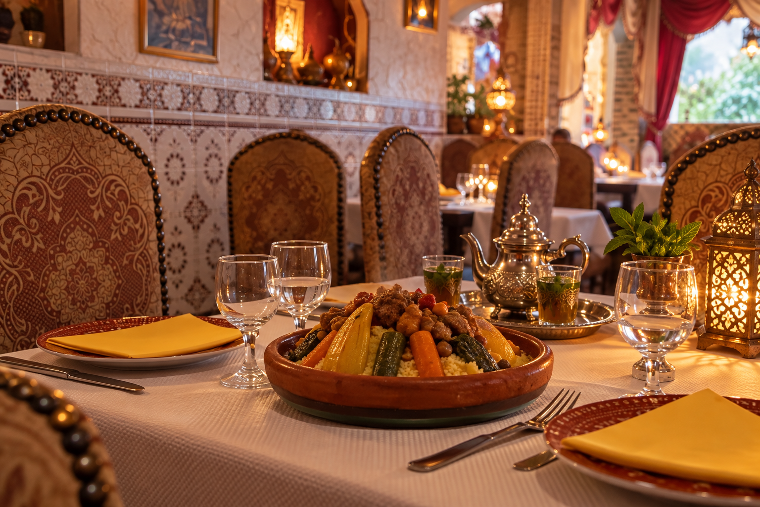 Une table et un thé dans une ambiance chaleureuse