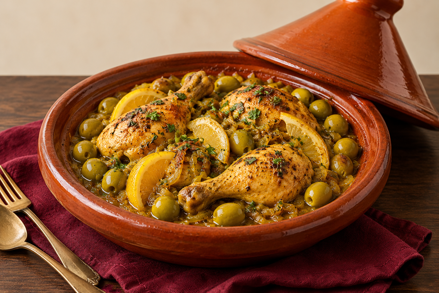 AU POULET, AUX OLIVES ET CITRONS CONFITS