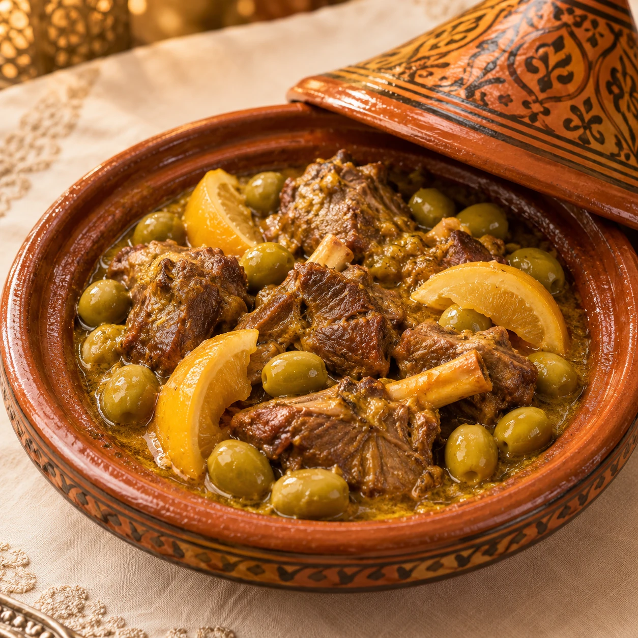 TAJINE AGNEAU OLIVES ET CITRONS CONFITS
